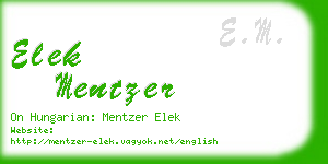 elek mentzer business card